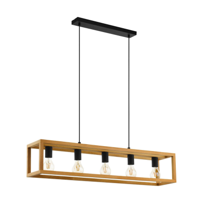 Suspension Blackcrown 1 noire et bois E27 5 × 40 W EGLO