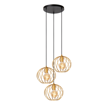 Suspension Danza noire et or Ø 50 cm E27 3 × 40 W LUCIDE