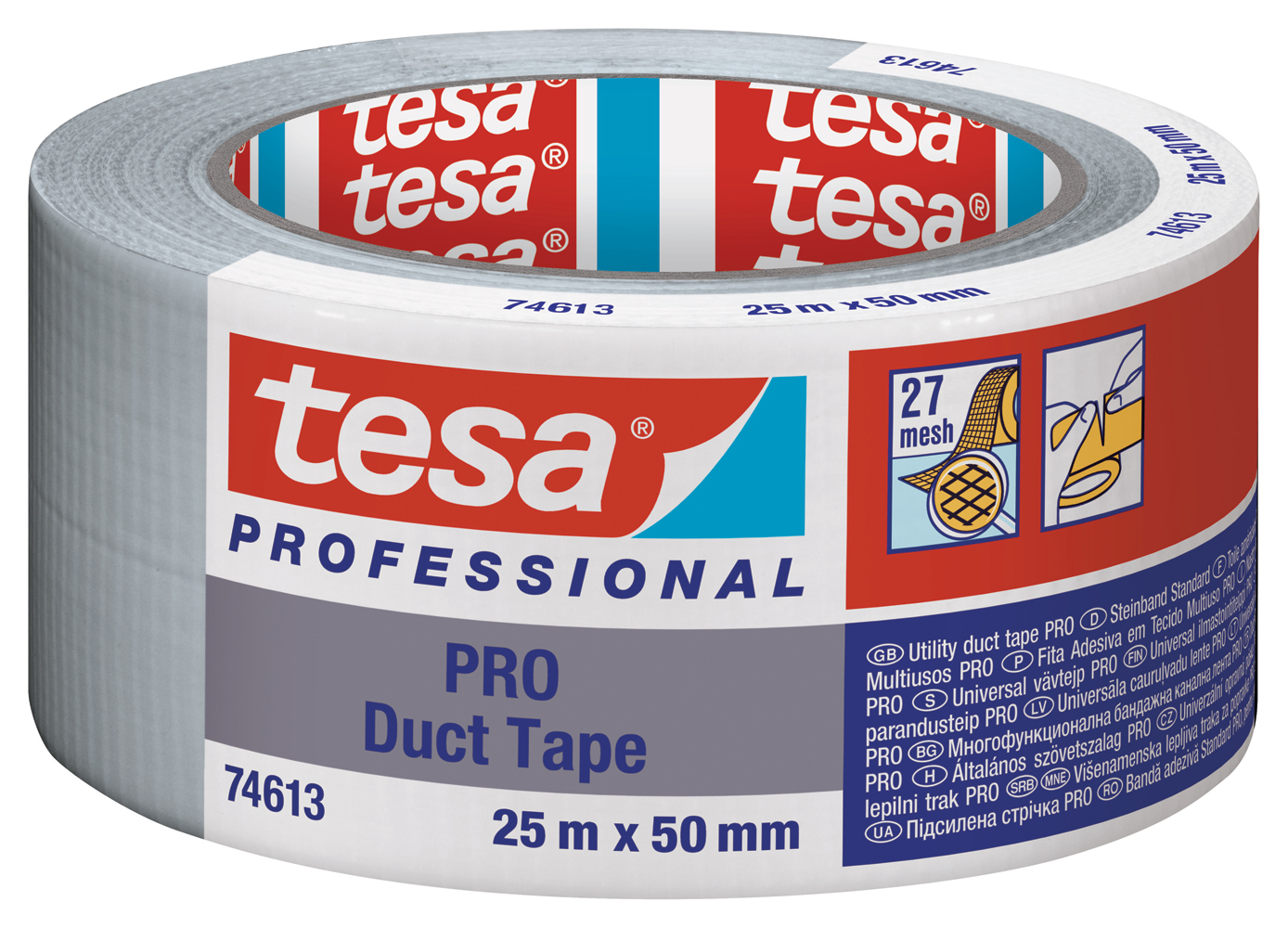 Ruban adhésif toilé Pro Duct Tape gris 50 mm x 25 m TESA