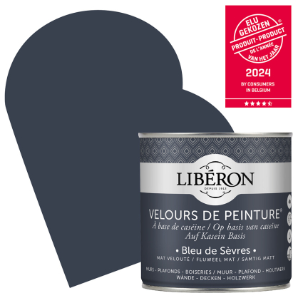 Peinture pour murs Velours de Peinture bleu de Sèvres mat 0,5 L LIBERON