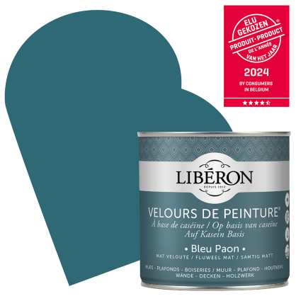 Peinture pour murs Velours de Peinture bleu paon mat 0,5 L LIBERON