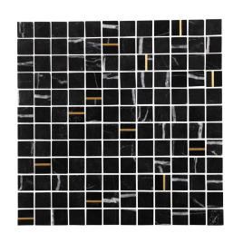 Carrelage mosaïque noir et doré 29,7 × 29,7 cm