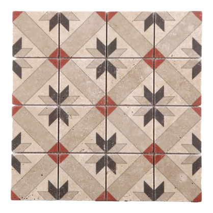 Carrelage mosaïque gris et rouge 30,5 × 30,5 cm