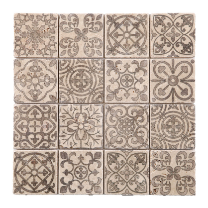 Carrelage mosaïque gris et beige 30,5 × 30,5 cm