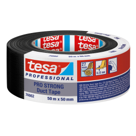 Ruban adhésif toilé Pro Strong Duct Tape noir 50 mm x 50 m TESA