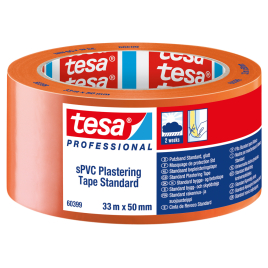 Ruban de masquage pour plâtre PVC orange 50 mm x 33 m TESA