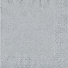 Serviette en tissu 3 plis 33 x 33 cm argent 20 pièces DUNI