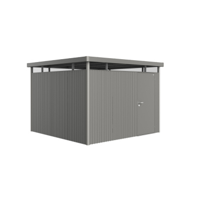 Abri de jardin en métal HighLine 1 porte gris métallisé 3,15 x 3,15 x 2,22 m BIOHORT