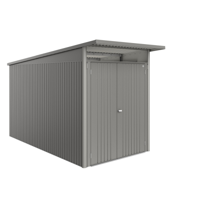 Abri de jardin en métal AvantGarde Eco double porte gris métallisé 1,8 x 3,8 x 2,22 m BIOHORT