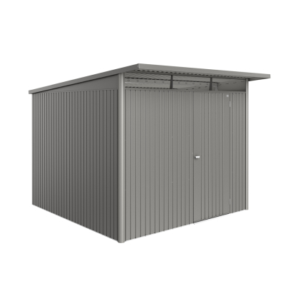 Abri de jardin en métal AvantGarde Eco 1 porte gris métallisé 2,6 x 3 x 2,18 m BIOHORT