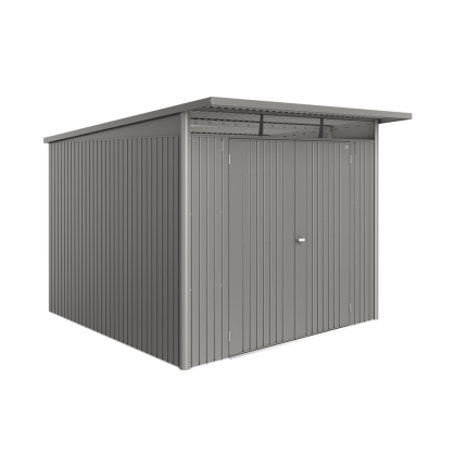 Abri de jardin en métal AvantGarde Eco double porte gris métallisé 2,6 x 3 x 2,18 m BIOHORT