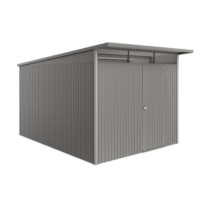 Abri de jardin en métal AvantGarde Eco 1 porte gris métallisé 2,6 x 3,8 x 2,22 m BIOHORT