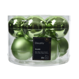 Boule de Noël incassable thé vert Ø 6 cm 10 pièces DECORIS