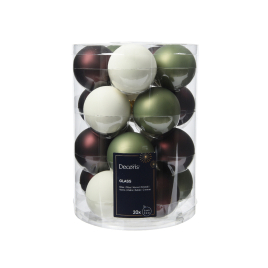 Set de boules de Noël en verre blanches, noires et vertes Ø 6 cm 20 pièces DECORIS