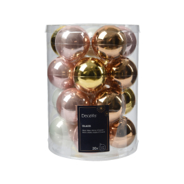 Set de boules de Noël en verre blanches, dorées et roses Ø 6 cm 20 pièces DECORIS