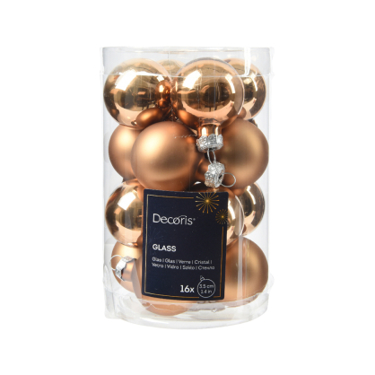 Set de boules de Noël en verre brun pécan Ø 3,5 cm 16 pièces DECORIS