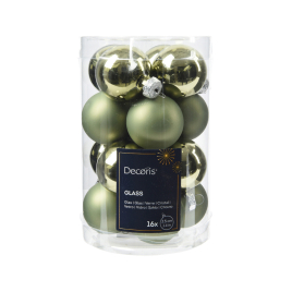 Set de boules de Noël en verre vert romarin Ø 3,5 cm 16 pièces DECORIS