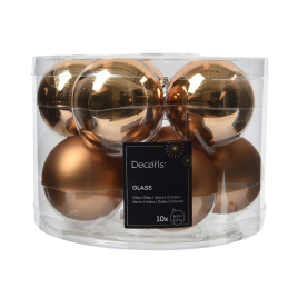 Boule de Noël en verre brun pécan Ø 6 cm 10 pièces DECORIS