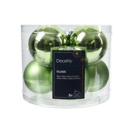 Boule de Noël en verre thé vert Ø 7 cm 8 pièces DECORIS