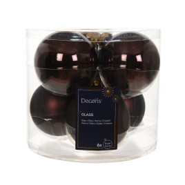 Boule de Noël en verre truffe noire Ø 8 cm 6 pièces DECORIS