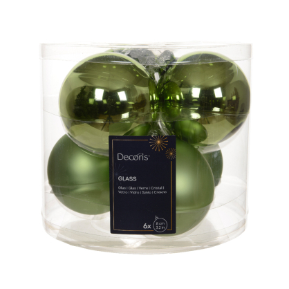 Boule de Noël en verre thé vert Ø 8 cm 6 pièces DECORIS