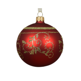 Boule de Noël en verre avec paillettes rouge Noël Ø 8 cm DECORIS