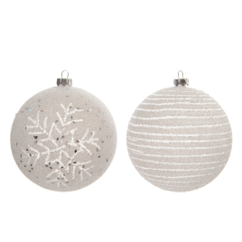 Boule de Noël incassable givrée blanche Ø 8 cm DECORIS