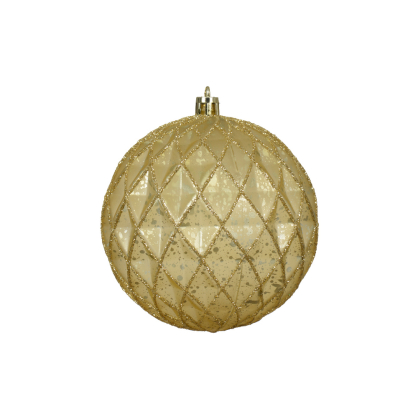 Boule de Noël incassable avec paillettes dorée Ø 10 cm DECORIS