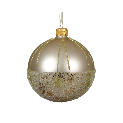 Boule de Noël en verre avec perles et paillettes perle Ø 8 cm DECORIS