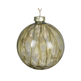 Boule de Noël en verre avec ornement peint vert romarin Ø 8 cm DECORIS