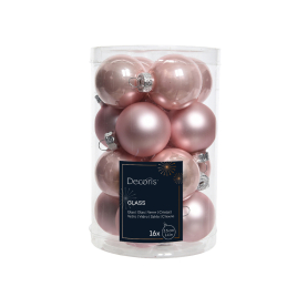 Set de boules de Noël en verre rose poudré Ø 3,5 cm 16 pièces DECORIS