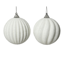 Boule de Noël en mousse avec paillettes blanc rocaille Ø 8 cm DECORIS