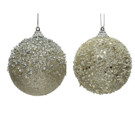 Boule de Noël en mousse avec diamants, perles et paillettes Ø 8 cm DECORIS