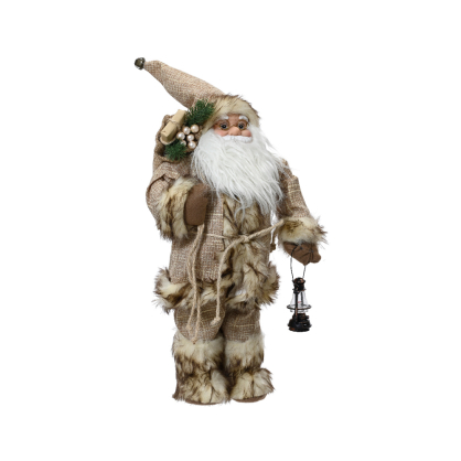 Figurine de Père Noël avec manteau brun 60 cm DECORIS