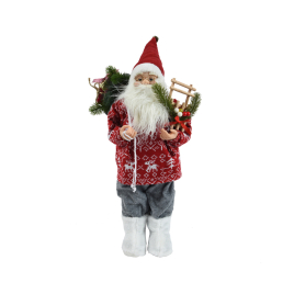 Figurine de Père Noël avec pull de Noël rouge 60 cm DECORIS