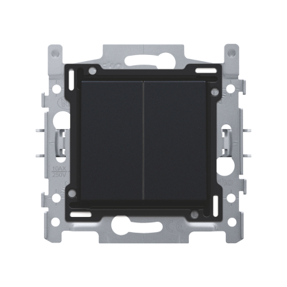 Interrupteur encastrable va-et-vient double noir NIKO