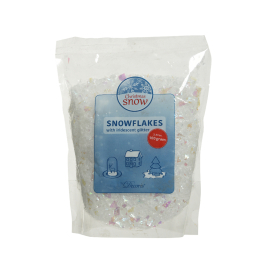 Neige fine avec flocons de neige irisés 100 g DECORIS