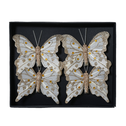 Papillon à clipser doré 4 pièces DECORIS