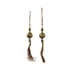 Suspension en bois avec perles 22 cm DECORIS