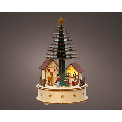 Scène de Noël en bois LED blanc chaud Ø 15 x 25 cm LUMINEO