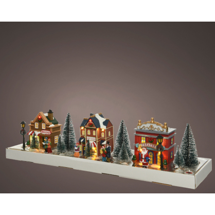 Set de maisons avec figurines LED 17 pièces LUMINEO