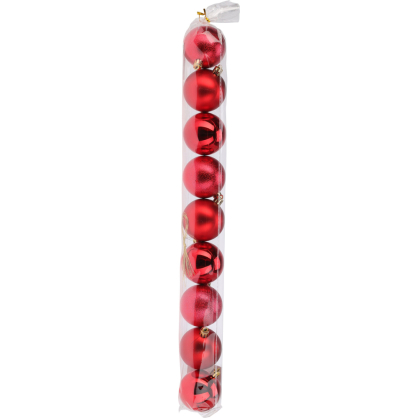 Set de boules de Noël en plastique Ø 6 cm rouges 9 pièces