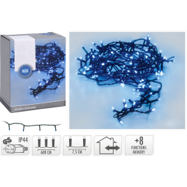 Guirlande fixe intérieure et extérieure 8 fonctions 80 LED bleue 6 m