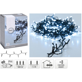 Guirlande intérieure et extérieure 8 fonctions 240 LED blanc froid 18 m