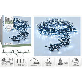 Guirlande intérieure et extérieure 8 fonctions 1200 LED blanc froid 24 m