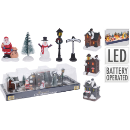 Set de maisons avec figurines LED 10 pièces