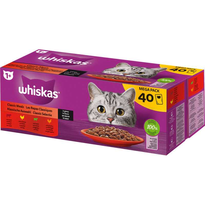 Patée pour chat 1+ Les Repas Classique en gelée 85 g 40 pièces WHISKAS