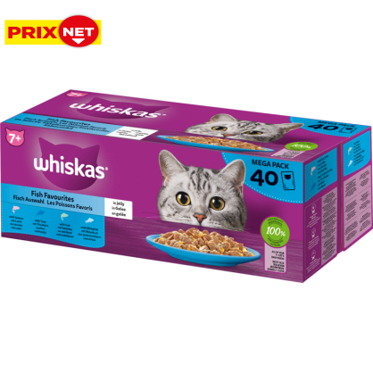 Patée pour chat 7+ Les Poissons favoris en gelée 85 g 40 pièces WHISKAS