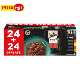 Patée pour chat Sélection du Boucher en sauce 24 + 24 pièces gratuites SHEBA