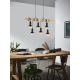 Suspension Townshend noire et bois E27 6 x 60 W EGLO